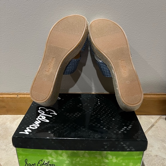 Sam Edelman Roxann Wedge Sandal in Blue Rafia - Size 10 - Picture 5 of 5